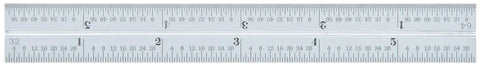 Six Inch Combination Square Blade With 16R Quick Reading Graduations For Gearheads And Woodworkers Satin Chrome Finish