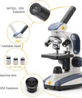 Starter Compound Monocular Microscope With 40X To 1000X Magnification Dual Illumination Fine Focus And 25X Wide Field Eyepiece