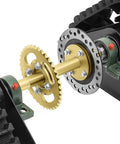 Close-up of Heavy Duty 60cm Rear Axle Track Assembly Kit for Go Kart ATV Quad Snow Sand Snowmobile Direct Replacement with metal gears.