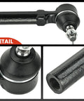 2 Front Outer Tie Rod Ends For Honda CR-V 2007-2011 North American Models, Easy Install Replacement For Stable Steering, Beefed-Up Durability And High-Quality Linkage Upgrade To Improve Handling And Road Confidence. black steel tie rod end detail with ball joint and threaded end