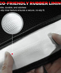 Premium Microfiber Leather Steering Wheel Cover With Non Slip Grip Reinforced Stitching Universal Fit For 14.5 To 15 Inch Cars Black Exterior showing eco-friendly rubber lining with anti-slip texture.