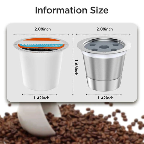 Refillable K Cups For K Supreme And K Supreme Plus Coffee Makers, size comparison of reusable plastic and steel pods