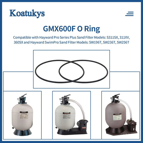 GMX600F O Ring Replacement For Hayward Pro Series Sand Filters S140T S144T S164T S166T S180T S210T S220T S244T Two Pack; black rubber O-rings