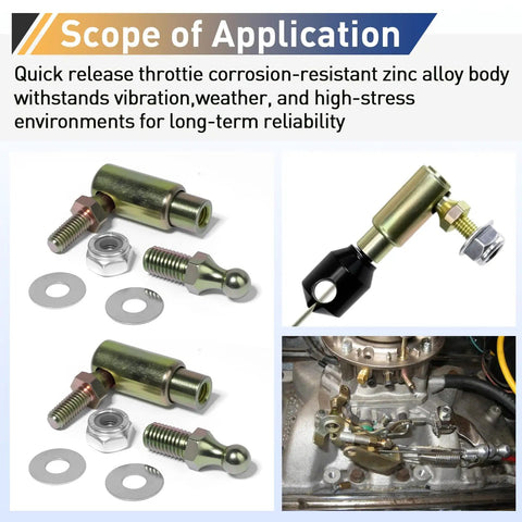 Throttle Disconnect Quick Release Ball Joint Set Two Pack Built For Easy Engine Bay Servicing, Hardcore Steel With Cadmium Plating, Corrosion Resistant, High Temp Durable Auto Part For Fast Maintenance, 2-pack throttle linkage ball joints