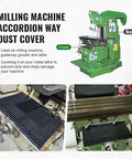 Accordion Way Cover 400mm By 600mm That Fits Bridgeport Milling Machine showing installation on lathe and milling machine