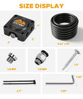 Size and components of High Flow Differential Breather Kit for 4x4 Off Road Jeeps and Trucks Keeps Differentials Transmission and Axle