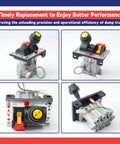 K90 PTO Hoist Control Valve with Switch and Brighter Light for Dump Trucks, showing multiple angles and connections