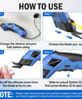 Instructions for 2026 Upgrade Cordless Electric Cutting Tool with Sharp Stainless Steel Blades displayed step by step.