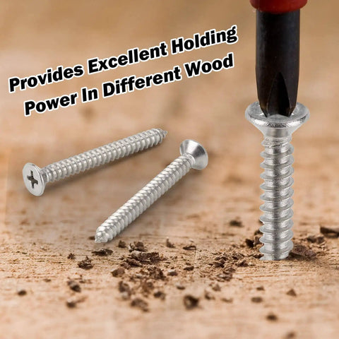100 Pack Stainless Steel Phillips Flat Head Wood Screws Size Six By One Point Five Inch 304 A2 For Home Repairs And Woodworking
