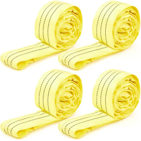 4 Pack 4 Foot Heavy Duty Polyester Endless Loop Round Lift Slings For Hoist Towing And Moving Furniture Rigging Gear 8400 Lb Vertical