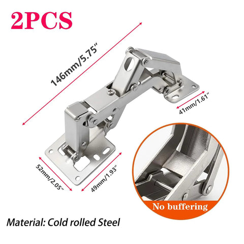 Big Angle Cabinet Door Hinges Set, 2 Pack Hidden Frameless Hinges With Fixing Screws, Includes 16 Screws, Adjustable 130 To 170 Degree