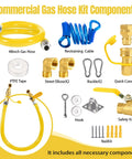 Heavy Duty Beefed Up Three Quarter Inch Gas Line Hose Kit With Safety System For Commercial Kitchens components view