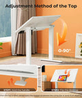 Liftsync 35 Inch Glass Standing Drafting Table With 90 Degree Tilt Adjustable Height, showing adjustment method for the top.