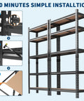 Hella Sturdy Heavy Duty Metal Shelving Rack With Five Adjustable Tiers For Garage And Workshop Storage Rust Resistant Carbon Steel installation guide.