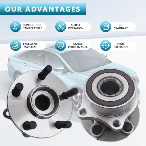 Five-Lug Wheel Hub Bearing Assembly With ABS For Toyota 86 GR86 Scion FR-S Subaru BRZ Crosstrek Forester Impreza Sport Legacy Outback WRX STI 09-21 Two-Piece Replacement Model 512401 with car in background