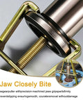 Heavy Duty 2 Jaw Wheel Hub Removal Tool With Adjustable Inner Bearing Puller Made From Forged Steel Drop-Forged Carbon Steel Heat Treated For High Torque Electroplated Rust Resistant Finish Self-Locking Leverage Design Perfect Sturdy Build For Heavy close-up 2-jaw puller on hub bearing