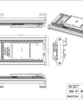 Technical drawing of DIN Rail Mount Pinout Breakout Terminal Block Module for Arduino Mega 2560 R3 and Due with dimensions.