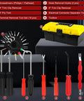 38 Piece Automotive Hose Clamp Pliers Set Plus Fuel Line Disconnect Toolkit with toolbox and various tool parts displayed