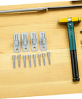 Heavy Duty Wall Mount Fence Hinges For Privacy Gates And Large Swinging Barn Doors Kickass Iron Security Hardware With 12 7 Millimeter Mounting Holes Built Tough, hardware tools with screws and brackets on a wooden surface.