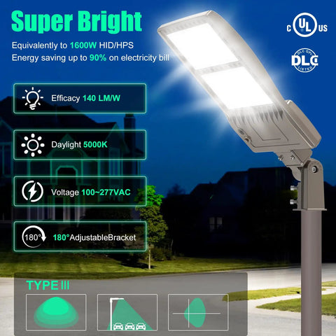 Beefy 400W LED Parking Lot Light With 60,000 Lumens IP65 DLC UL Listed Stadium Flood Beam 5000K 100 277V Slip Fitter