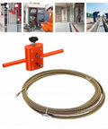 Asixxsix Automatic Drill Powered Wire Puller And Cable Rope Feeder With Forty-Nine Point Two Foot Steel Line Adapter and bronze cable.