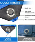 Comparison of 8x10 Ft Tarp Pack Of 4 Ultra Durable 5 Mil Waterproof Poly Tarps with reinforced edges and grommets.