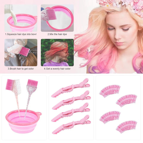 11 Piece Hair Coloring Kit For Home Dyeing With Pro Grade Tools Including Mixing Bowl Dye Brush Clips And Earmuffs Perfect For Bleaching And Dye At Home