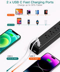 Legit Badass Surge Protector Power Strip With Super Long 5 Foot Slim Extension Cord features USB C and A ports for fast charging devices.