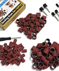 Turn Your Workbench Grind Level Up With This Slick 400 Grit Sanding Drum Kit Loaded With Versatile Mandrels That Snap Right Into Drills Or Dremel Rotary Tools Like A Dream Every Time, showing 400 grit sanding drums and mandrels.