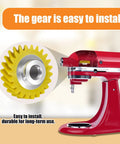 2 Pack W10112253 Mixer Worm Gear Replacement with metal hub on red stand mixer, easy to install