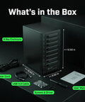 Usb 4 0 Type C Eight Bay Sata Hard Drive Enclosure A Straight Speed Demon Kicking 40Gbps, showing included power cord and user manual.