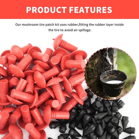 Red and black mushroom plug heads from Tire Repair Kit With 90 Mushroom Plug Heads For Tubeless Tires Fast Patch 2.0