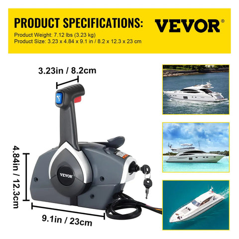 Boat Throttle Control For Single Engine Outboard Remote With Side Mounted Binnacle Single Lever Key Switch And Lanyard