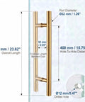 24 Inch Solid Standoffs Built Tough Commercial Grade 304 Stainless Steel Push Pull Door Handle Satin Gold Finish For Barn Doors Glass Pulls Easy Mounting And Long Lasting Performance For Pro Installations, 600mm
