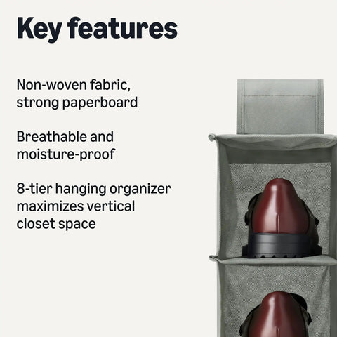 Eight Tier Hanging Closet Organizer Space Saving Shoe Rack And Wardrobe Storage Foldable Vertical Hanging Shelves That Straight Up Max Out Your Available Closet Space In Dark Grey