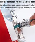 Pro Grade Stainless Steel Wire Spool Dispenser For Tough Cable Management And Rust Resistant Cord Organization With Smooth Swiveling Reel Holder measuring thickened stainless steel bracket.