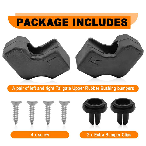 Tailgate Upper Rubber Bushing Bumper For Ford Super Duty F250 F350 F450 F550 2017 2018 2019 2020 2021 2022 package contents