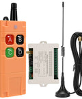 Four Channel 433 MHz Wireless Relay Switch Remote Control For Garage Door Opener And Industrial Control With 12V 24V 36V DC Compatibility Up To 600 Feet Long Range Transmitter, orange remote and receiver set