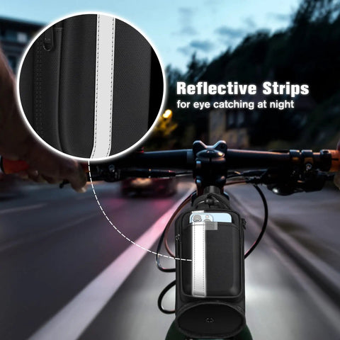 Reflective strips on Universal Bike Cup Holder With Phone Pockets for Stroller Walker Golf Cart Rollator And Scooter Adjustable