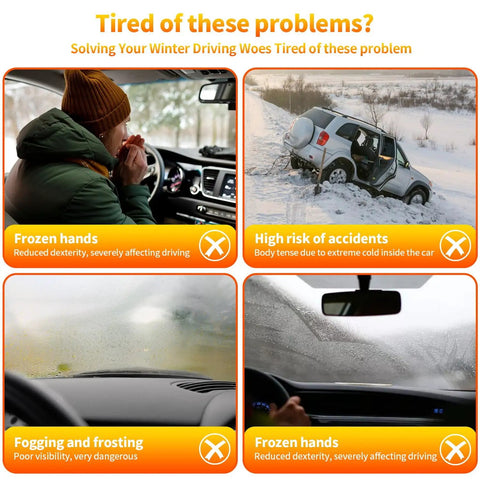 Problems faced without 12V Portable Car Heater And Defroster Featuring Turbo 120W Fast Heating And Cooling in winter driving.