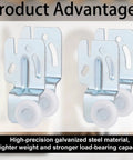 Eight-Piece Sliding Closet Door Roller Hardware Kit With Top Hung Bypass Upper Mount Track Wheels in galvanized steel