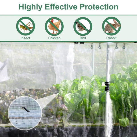 No Frills Pest Barrier Garden Netting For Raised Beds And Greenhouses, Insect Mesh Netting 10 By 50 Feet in use over plants