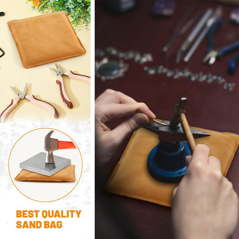 Hella Tough Suede Leather Jewelry Sand Stamp Pillow, 10 Inch Square Cushion For Metal Embossing, Super Solid Craft Workbench, Kicks Butt On Any Handmade Creation Goal