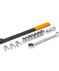 15 Piece Ratcheting Serpentine Belt Tool Set for No Fuss Belt Removal And Installation, Spring Loaded Tensioner Compatible