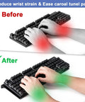 Before and after using Black Acrylic Tilted Keyboard Stand For Ergonomic Typing With Silicone Anti Slip Strip, 17 By 5.7 Inch Keyboard Tray