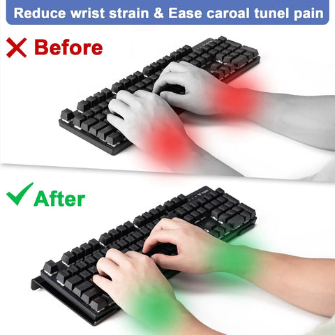 Before and after using Black Acrylic Tilted Keyboard Stand For Ergonomic Typing With Silicone Anti Slip Strip, 17 By 5.7 Inch Keyboard Tray