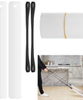 Two Pack Long Appliance Sliders With Pull Straps Furniture Moving Mats 8 By 60 Inches Pro Grade Heavy Duty Floor Protectors For Hardwood And Tile Glide Appliances Smoothly Easy DIY Move Kit With Straps showing sliders, straps, and person moving refrigerator.