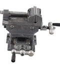 Heavy Duty 3 Inch Bench Vise With Reinforced Cast Iron Base And Powder Metallurgy Jaws For Milling Drilling Machines Smooth Grip Workholding Tool, top view.