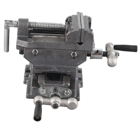 Heavy Duty 3 Inch Bench Vise With Reinforced Cast Iron Base And Powder Metallurgy Jaws For Milling Drilling Machines Smooth Grip Workholding Tool, top view.