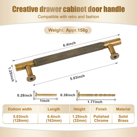 Matt Coffee Bronze Solid Brass Cabinet Handles 5 Pack 5 Inch Hole Centers Drawer Pulls display with measurements